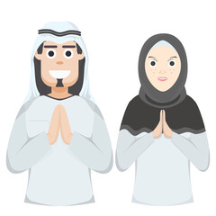 Couple Happy Eid Al Fitr Adha Ramadan Pose Give Wishing