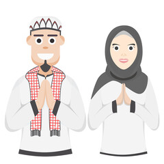 Couple Happy Eid Al Fitr Adha Ramadan Pose Give Wishing