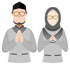 Couple Happy Eid Al Fitr Adha Ramadan Pose Give Wishing