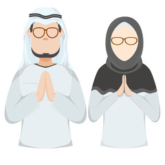 Couple Happy Eid Al Fitr Adha Ramadan Pose Give Wishing