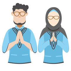 Couple Happy Eid Al Fitr Adha Ramadan Pose Give Wishing