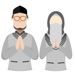 Couple Happy Eid Al Fitr Adha Ramadan Pose Give Wishing