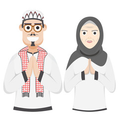 Couple Happy Eid Al Fitr Adha Ramadan Pose Give Wishing