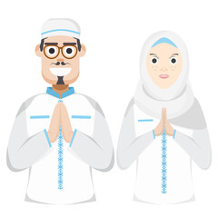 Couple Happy Eid Al Fitr Adha Ramadan Pose Give Wishing