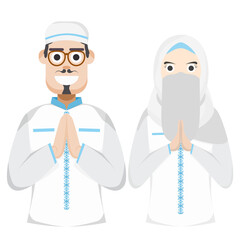 Couple Happy Eid Al Fitr Adha Ramadan Pose Give Wishing