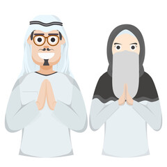 Couple Happy Eid Al Fitr Adha Ramadan Pose Give Wishing