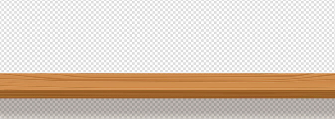 Vector wooden shelve isolated on transparent background
