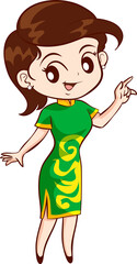 cute woman character in chinese traditional style