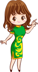 cute woman character in chinese traditional style