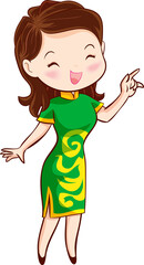 cute woman character in chinese traditional style