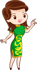 cute woman character in chinese traditional style