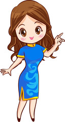 cute woman character in chinese traditional style