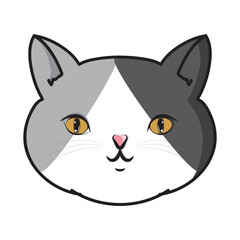 Cute Head Cat White Black Gray Three Color