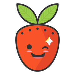 Fototapeta premium Cute Strawberry Emoticon Emoji Blink