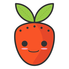 Obraz premium Cute Strawberry Emoticon Emoji Happy