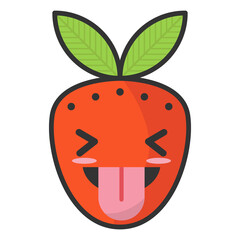 Cute Strawberry Emoticon Tongue