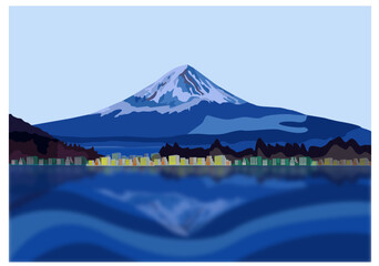 mountain hill in city riverside vector illustration art design element