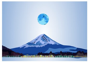 mountain hill with globe vector illustration art design element