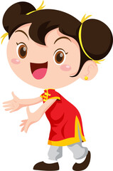 cute kids character in chinese traditional style