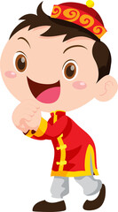 cute kids character in chinese traditional style