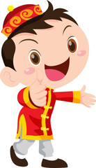 cute kids character in chinese traditional style
