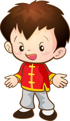 Fototapeta na wymiar cute kids character in chinese traditional style