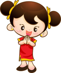 cute kids character in chinese traditional style