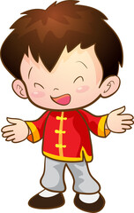 cute kids character in chinese traditional style