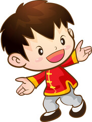 cute kids character in chinese traditional style