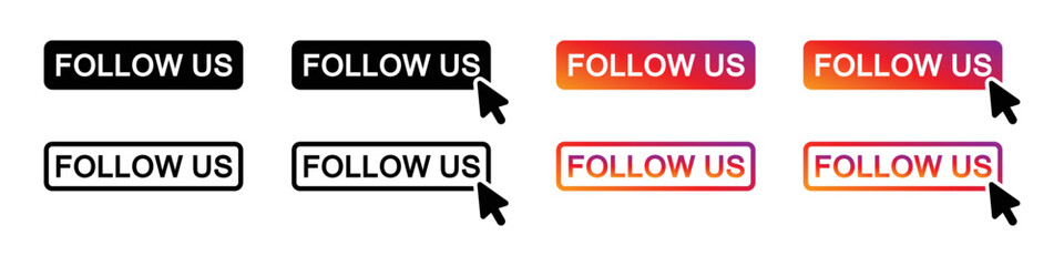 Follow us with cursor icon, vector illustration