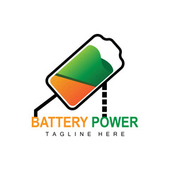 Battery Logo Design, Technology Charging Illustration, Company Brand Vector