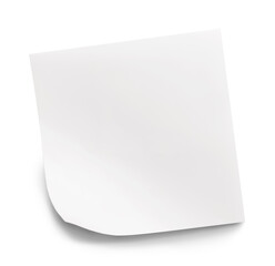 Blank sticky note on white background, top view