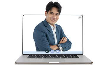 asian people meeting online with laptop