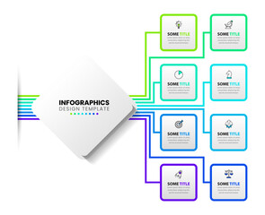 Infographic template. Square with lines and 8 steps