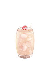 jus de litchi , sucré, en verre, boire, jus, glace, glaçon, boisson, fruit, cocktail, froid, liquide, frais, clapoter, aliment, fraîcheur