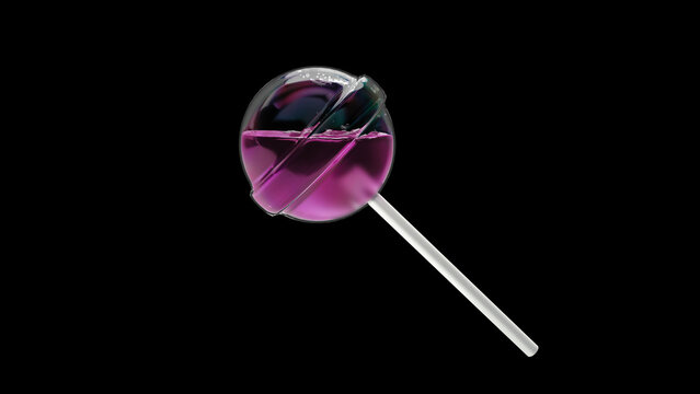 3d render Chupa Chups candy on a stick with liquid inside with alpha channel