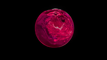 3d render water with waves splashing inside the ball on a black background