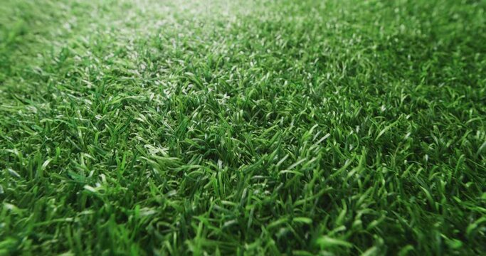 Closeup of green artificial grass, Slider shot
