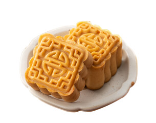 Delicious moon cake for Mid-Autumn Festival food mooncake isolated white table background