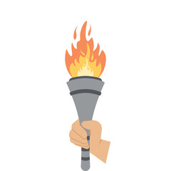 Torch Light Holding By One Right Hand Fire fiery flame bright fireball flames Torchlight Red
