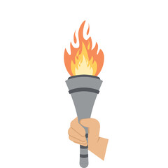 Torch Light Holding By One Right Hand Fire fiery flame bright fireball flames Torchlight Red