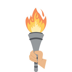 Torch Light Holding By One Right Hand Fire fiery flame bright fireball flames Torchlight Red