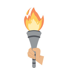 Torch Light Holding By One Right Hand Fire fiery flame bright fireball flames Torchlight Red
