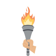 Torch Light Holding By One Right Hand Fire fiery flame bright fireball flames Torchlight Red