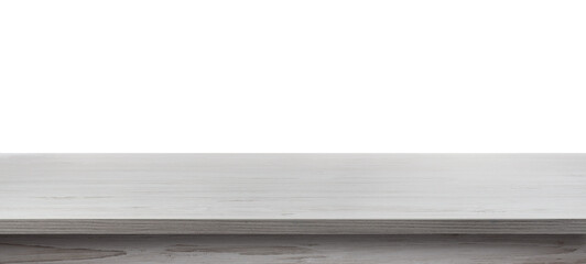Empty wooden surface isolated on white. Mockup for design