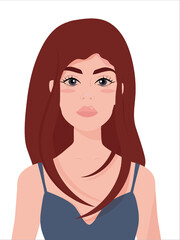portrait of a girl with brown hair in a flat style. avtar. painting for home