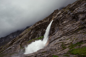 Mountain waterfall in swiss alps
