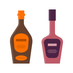 Bottle of whiskey or liquor, great design for any purposes. Flat style. Color form. Party drink concept. Simple image shape