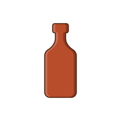 Rum bottle. Alcoholic drink for parties and celebrations. Simple shape isolated with shadow and light. Colored illustration on white background. Flat design style for any purposes