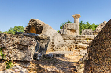 Ruins of the ancient site of Olympia, in Greece where the Olympic games originate from. View of the...